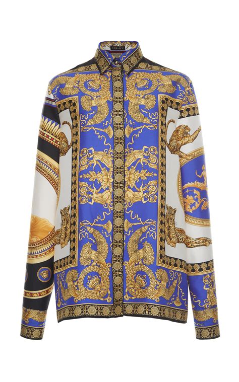 blue versace shirt women's|Versace long sleeve shirts women's.